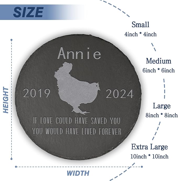 Chicken Memorial Stone Chicken Garden Statue - Chicken Memorial Gifts - Chicken Tombstone - Chicken Loss Gift - Loss of Pet Chicken - Round