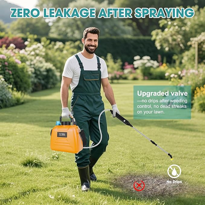 Electric Pump Sprayer - Backpack Garden Sprayer, 4 Mister Nozzles, Retractable Wand, Shoulder Strap - Weed Sprayer for Lawn, Yard Care & Spring Time Planting (Orange)