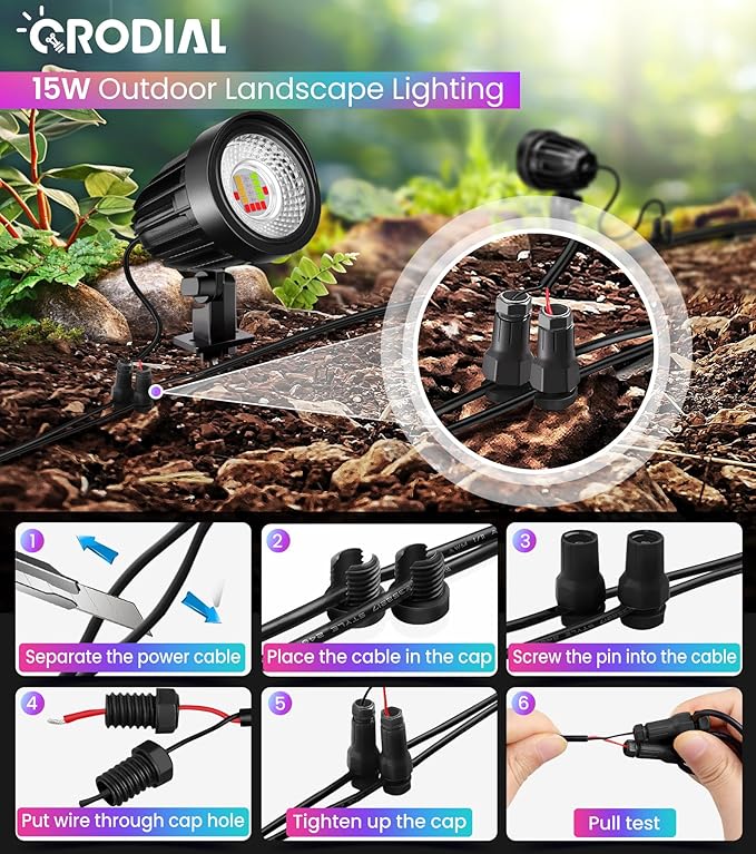 Halloween Low Voltage Landscape Lights, 15W RGB Spotlight Outdoor DC AC 12V 24V LED Color Lights with Remote, IP66 Waterproof, Christmas Decorative Lights, for Yard Garden Pathway Patio,12Pack