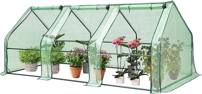 VIVOSUN Portable Mini Greenhouse 94.5x36x36-Inch Tunnels, PE Cover with Roll-up Zipper Door, for Indoor Outdoor or Garden Plant Growing