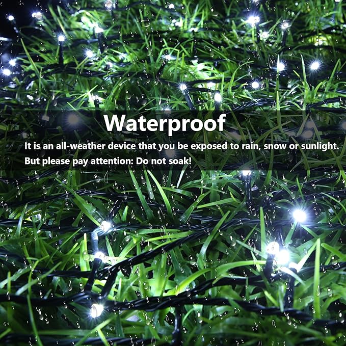 Joomer Solar Christmas Lights 72ft 200 LED 8 Modes Solar String Lights Waterproof Solar Fairy Lights for Christmas Decorations (White)