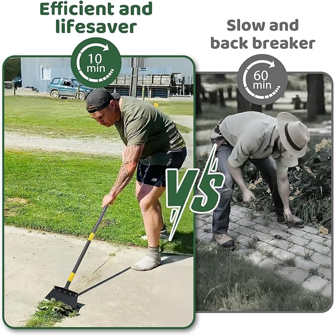 Garden Flat Shovel, Manual Weeder Detachable, 2 Spades, 88 Inch Floor Scraper Weeding Tool for Sidewalks, Snow Shovel, Ice Scraper Removal Tool for Outdoor Garden Cleaning Snow Ice Chopper