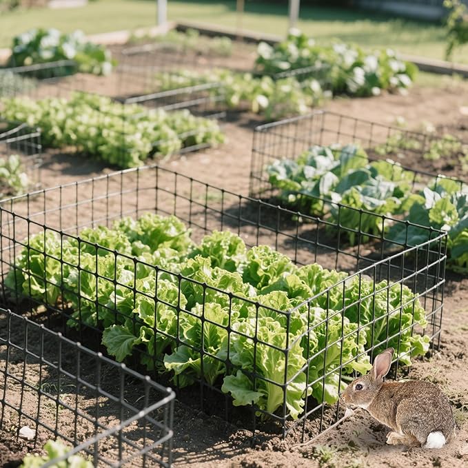 20 Pack Round Plant Protector from Animals, 12'' x 12'' Metal Plant Cages，60Pcs Metal Mesh to Keep Animals Out, Garden Protection Bunny Barricades, Wire Plant Protectors for Rabbits Chicken Duck