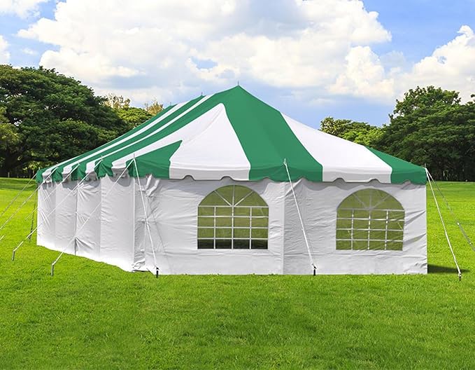 Party Tents Direct 20'x 40' Weekender Canopy Pole Tent with Sidewalls - Easy Up Canopy Tent with 160 Person Capacity - Outdoor Canopies for Parties, Weddings, and Events (Green/White)