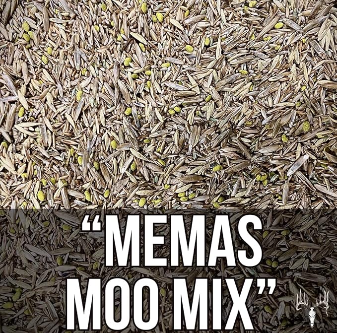 Memas Moo Mix, 50LB Bulk, Farm Pasture Seed Blend for Horse, Cattle, Pig, Goat, Chicken, Duck, Sheep & Livestock, Grow Alfalfa & Perennial Grasses Fields, Graze & Cold Tolerant