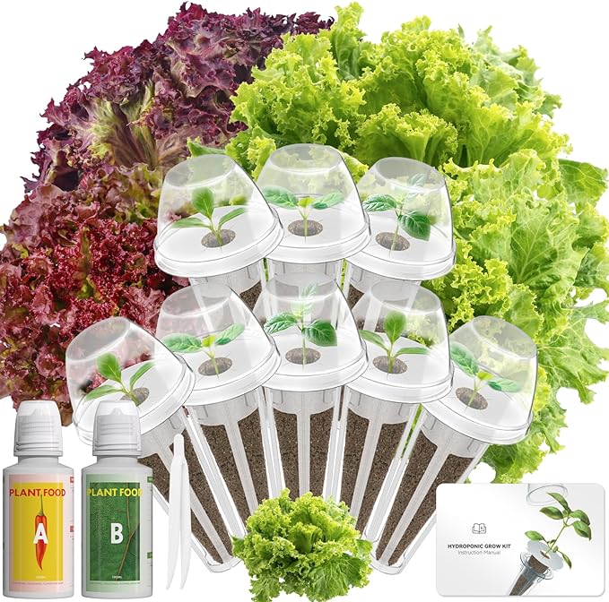 Salad Green Seed Pod Kits for AeroGarden Ahopegarden, iDOO Hydroponics Growing System Indoor Herb Garden, 400+ Seeds, Including American Fast Lettuce, Red Romaine Lettuce(8-Pods)