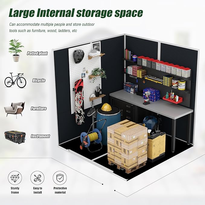 Resin Storage Shed 6x6ft Outdoor Tool Shed with Floor, Window, Lockable Doors and Vents, 12mm Thick pp Board, Storage Sheds for Patio, Garden, Backyard, Lawn (Dark Gray, 6 * 6ft)