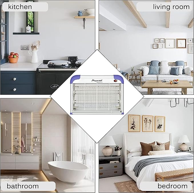 ASPECTEK 20W Indoor Bug Zapper, Powerful UV Bugs Lamp Attract Insects and 2800V Grid Kills Flying Insects, Includes 2 Replacement Insect Killer Lights