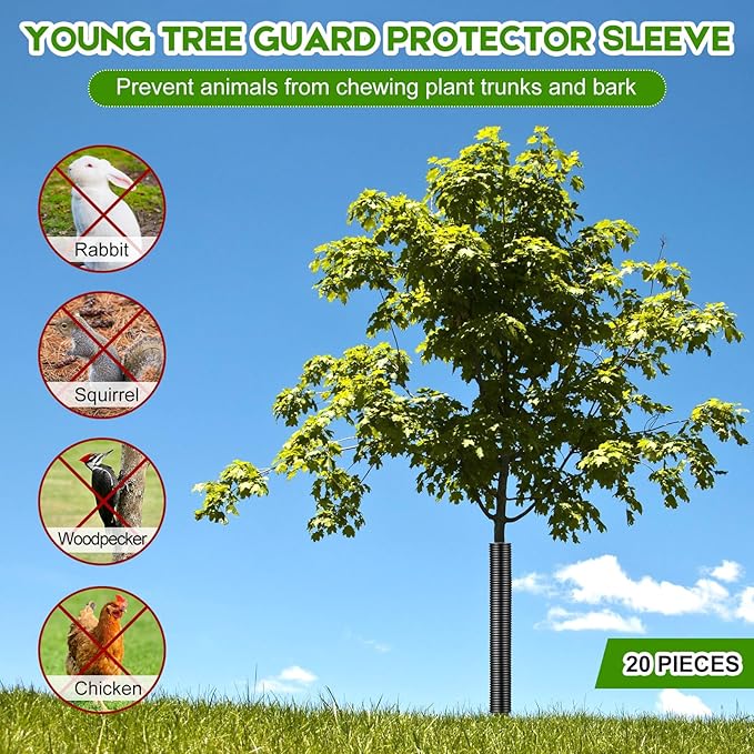 20 Pcs Corrugated Tree Guards Saplings Tree Trunk Protectors from Deer Tree Tubes Guard Tube Wraps to Protect Bark, Sapling from Rodents, Mowers, Animals (15.7 x 2, 15.7 x 1.5,Black)