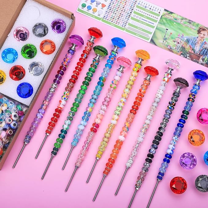 VICTLOV Crystal Suncatcher Making Kit, European Large Hole Beads, Snowflakes, Butterflies, Glass Balls for Garden Decoration, DIY Outdoor Hanging Ornaments (232Pcs Diamond B)