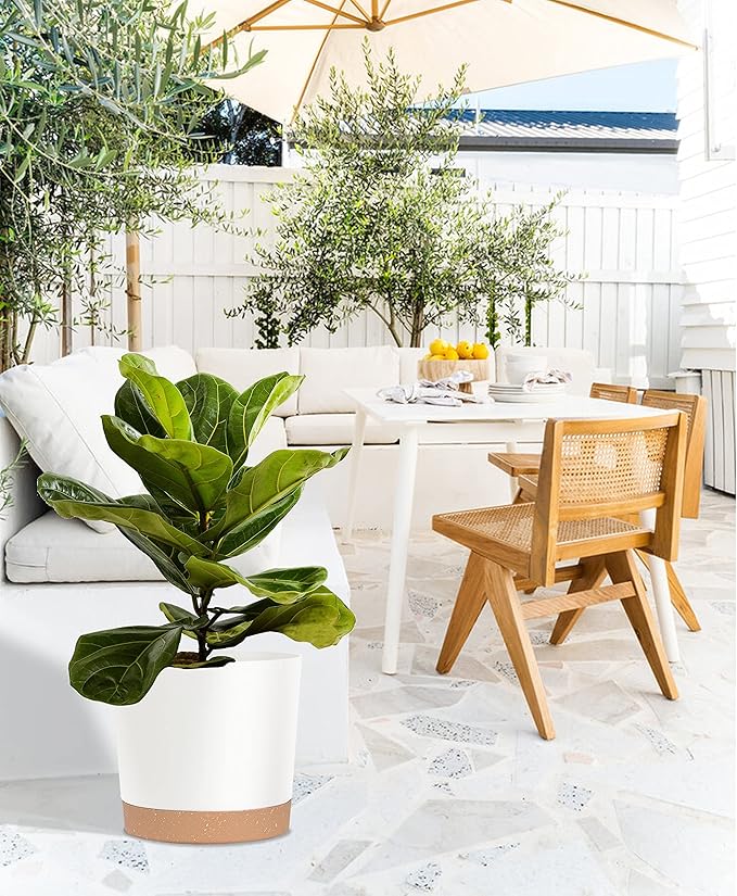 kubvici Plant Pots for Indoor Plants, 2 Pack 12 Inch Pots for Plants, Lightweight Large White Planters for Indoor Plants Outdoor Plants, Big Plastic Plant Pot Flower Pot with Drainage (12” White)