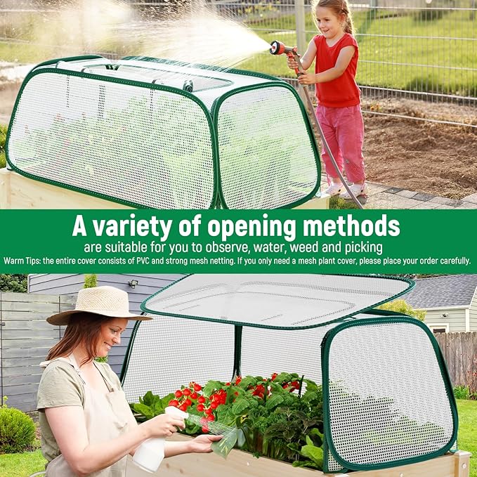 Raised Garden Bed Cover - Plant Covers Against Pests & Animals, Garden Row Plants Cover Accelerator with Mesh, Freeze Protection Humidity Domes for Seedlings Plants - XS