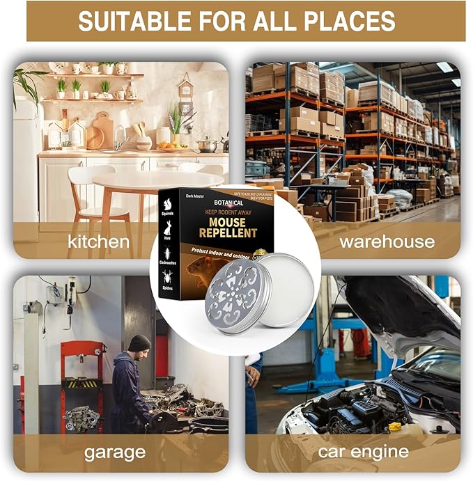 4 Pack Mouse Repellent,Rodent Repellent for Car Engines,Humane Mouse Traps for Car,House,Home,Indoor