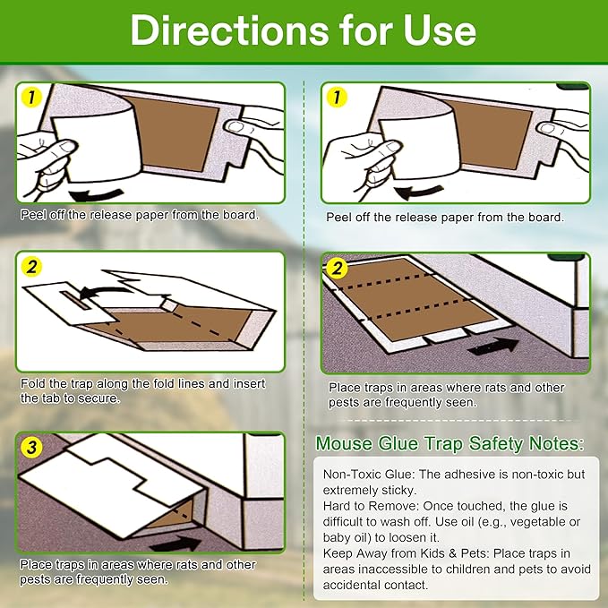 Qualirey 4 Pack Sticky Mouse Traps 8 x 14 Large Sticky Rat & Mouse Glue Boards for Inside Outside, Pre Scented Non Toxic Adhesive Traps with Enhanced Stickiness for Rat Mice Snake, Pet Safe