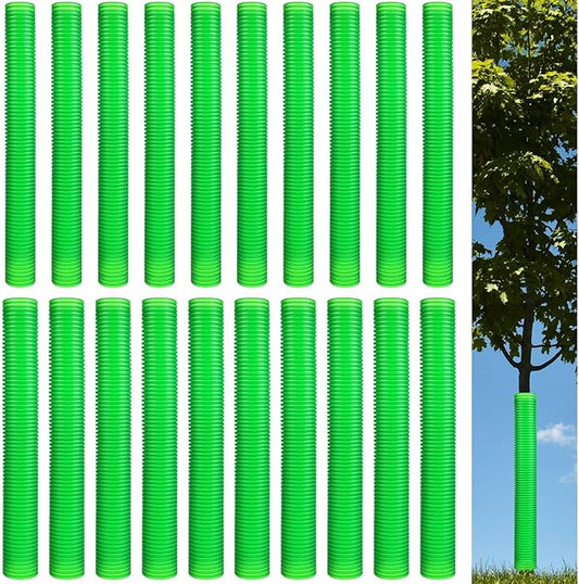 20 Pcs Corrugated Tree Guards Tubes Plastic Saplings Tree Trunk Protectors Wraps to Protect Bark from Deer, Sapling from Rodents, Mowers, Animals(15.7 x 2, 15.7 x 1.5,Army Green)