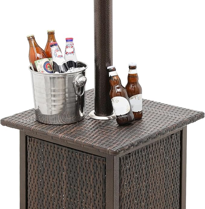 MoNiBloom 48000 BTU Propane Patio Heater with Stainless Steel Burner Outdoor Patio Heater for Commercial Use, Residential, Garden, Backyard, Porch, Deck, Balcony (Brown)