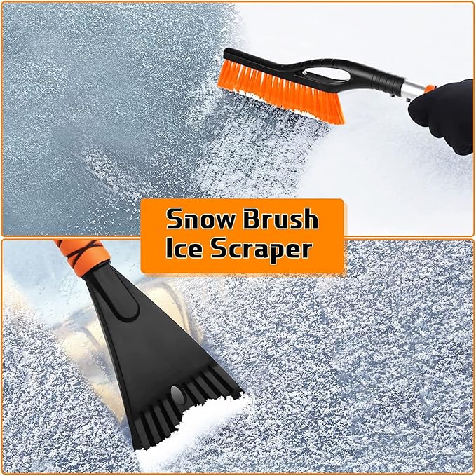 Car Accessories for Men 2 in 1 Snow Brush and Ice Scrapers for Car Windshield, 27" Winter Car Snow & Ice Remover with Foam Grip for Cars,Trucks,SUVs