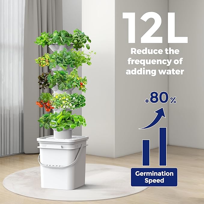 SJZX Hydroponics Growing System Kit, 5-Layer Hydroponic Tower, 30 Planting Holes, Space-Saving Vertical Gardening System, Suitable for Both Indoor and Outdoor use Germination Kits
