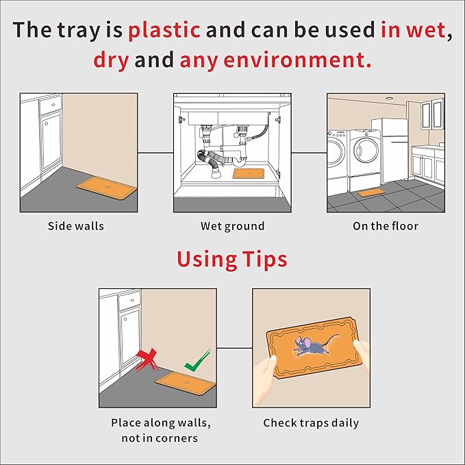 12 Pack Sticky Mouse Trap Rat Traps Indoor, Peanut Taste Pheromone Mouse Traps Indoor for Home, Glue Sticky Traps for Mice and Rats, Snake(Large Size)
