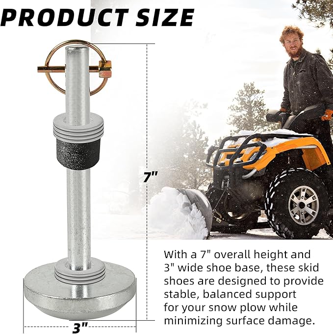 AR-PRO (2-Pack) Replacement Snow Plow Skid Shoes for ATV UTV Blades, Fits 5/8" Shaft – Compatible with Moose Plows – Includes Pins, Rubber Bumpers, Washers – Replaces 100-3133, 4501-0702 etc