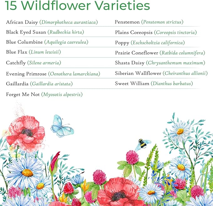 Created By Nature Alaska Wildflower Seed Mix, 15 Flower Varieties, 53,000 Seeds