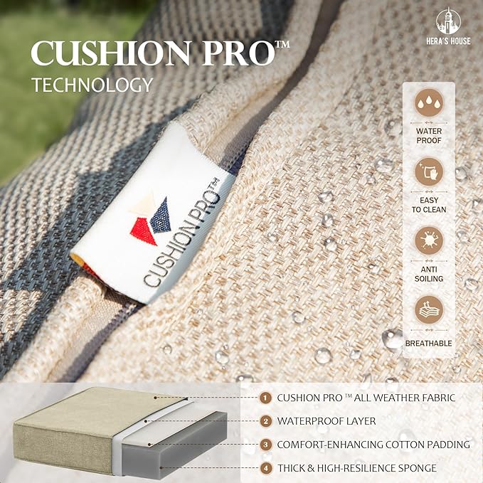 HERA'S HOUSE 5 Piece Patio Furniture Set, 2 x Swivel Chair, 2 x Ottoman, 1 x 3-Seat Sofa, All Cushioned 7 Seats Outdoor Conversation Set for Lawn Garden Backyard