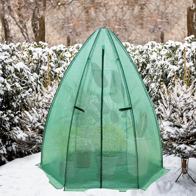 EAGLE PEAK Portable Mini Dome Greenhouse with Zippered Door and Mesh Window, Outdoor Mini Hexagon Greenhouse Kit for Indoor Outdoor Gardening 63"x63"x72", Green PE Cover