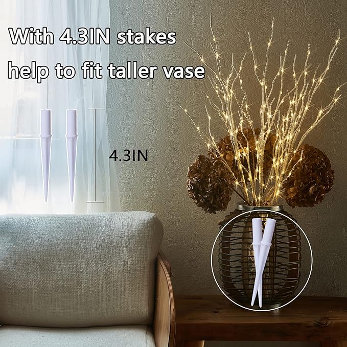 Fudios Lighted Birch Branches 18IN 70 White Willow LED with Timer Battery Operated for Christmas Party Wedding Decoration Twig Lights Outdoor