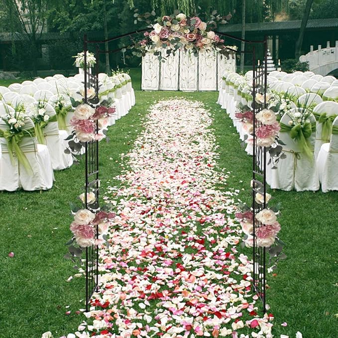 VINGLI Garden Arbor, Arch for Wedding Ceremony Party, Christmas Garden Decor Steel Garden Trellis for Plant Climbing, Pergola for Garden, Backyard, Lawn (Bridge Top)