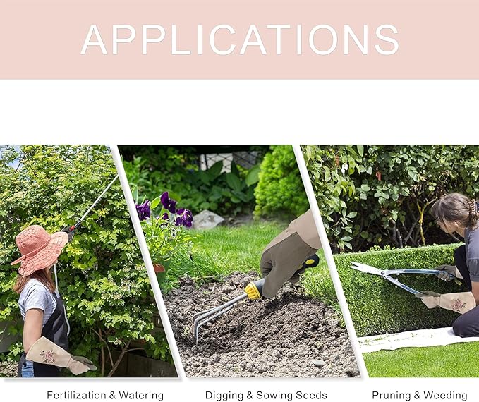 Long Gardening Gloves for Women,Durable Rose Pruning Gloves Thorn Resistant for Weeding Planting Digging(X-Large,1 Pair)