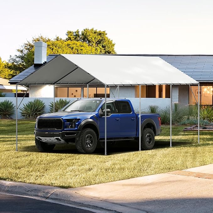 VEVOR 10x20' Canopy Replacement Cover Heavy Duty, Carport Garage Top Tent Shelter Tarp Waterproof & UV Protected, Easy Installation with 40 Free Ball Bungeess(Only Cover, Frame Not Include)