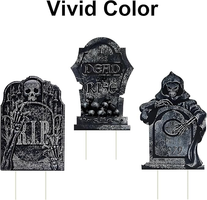 Halloween Tombstone Decorations Gravestone Decor for Graveyard Headstone Yard Signs Outdoor Lawn Yard Garden Decorations Halloween Yard Stakes - 6PCS