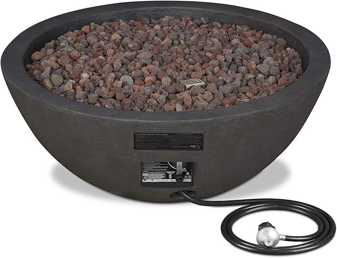 Real Flame Riverside Propane or Natural Gas Fire Pit - Stainless Steel Burners, Natural Gas Conversion Kit Included - 50,000 BTUs of Heat, Battery Operated - Push Button Ignition