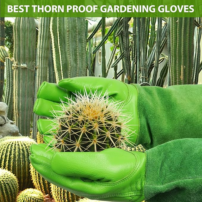 Long Gardening-Gloves Women/Men-Thorn proof Rose Pruning Heavy Duty Gauntlet-L