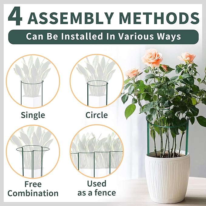 TCBWFY 10 Pack Plant Support Stakes for Peony,10" Widex16 High Heavy Duty Peony Cages and Support,Metal Peony Supports for Outdoor Indoor Plants,Plant Supports for Peony,Tomatoes,Hydrangea,Rose