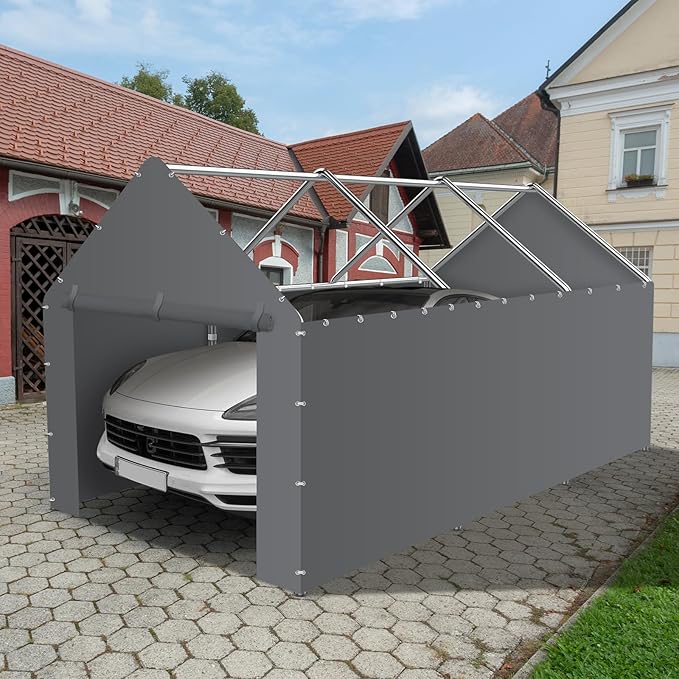 Canopy Sidewalls for 10' x 20' Carport with Ball Bungee Cords, Shelter Logic Replacement Covers Canopy Walls for Car Tent Garage(Sidewalls Only) (Grey)