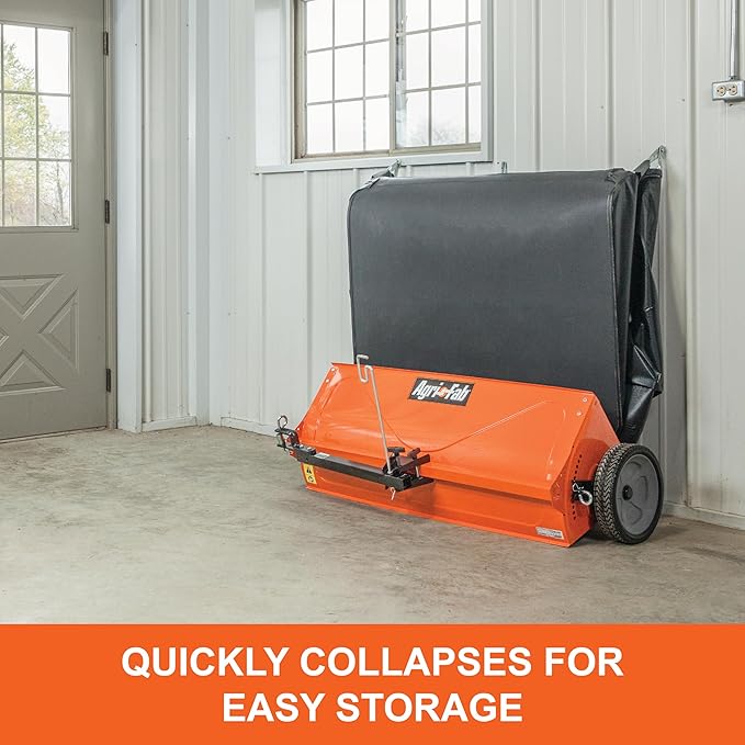 Agri-Fab 45-0492 44" Tow-Behind Lawn Sweeper, 25 cu. ft Hopper Bag Capacity; Leaf & Grass Catcher, with Adjustable Brush Height and Dump From Seat Handle