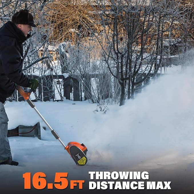 MAXLANDER Electric Snow Shovel Cordless, 20V 12-Inch Cordless Snow Blower, Battery Snow Shovel with LED Lights, Directional Plate and Adjustable Front Handle (4.0Ah Battery, Charger & Cover Included)