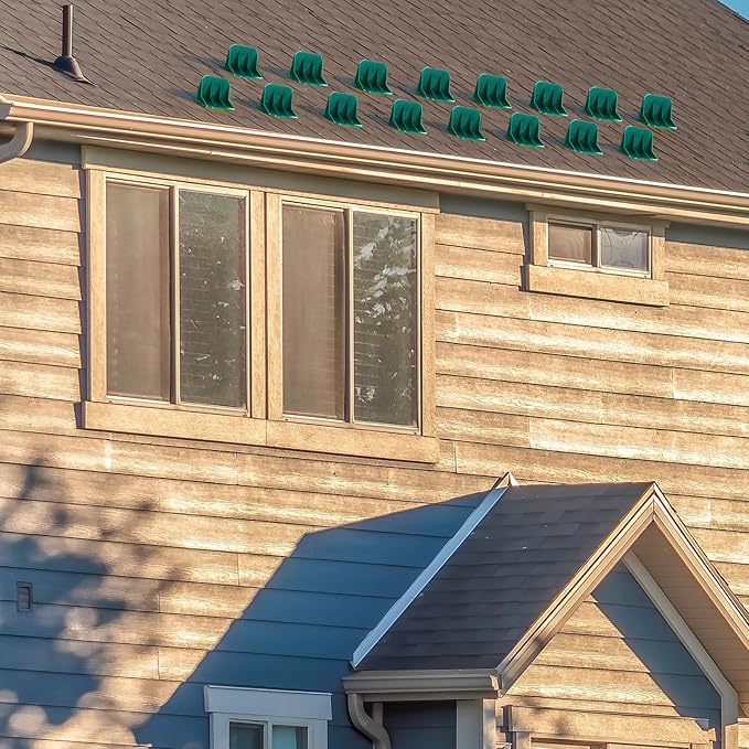 Taiyin 25 Pack Large Snow Guards for Metal Roofs 4 x 3 x 3 Inch Jumbo Ice Guard Snow Block Stops for Prevent Sliding, Without Screws or Adhesive (Green)