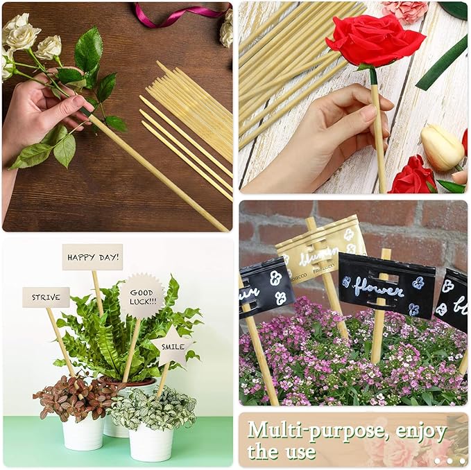 Bamboo Plant Stakes 17&12 Inch Orchid Sticks Supking Wood Plant Supports,30 Pcs Natural Bamboo Support Sticks for Plants/Floral/Potted Plant