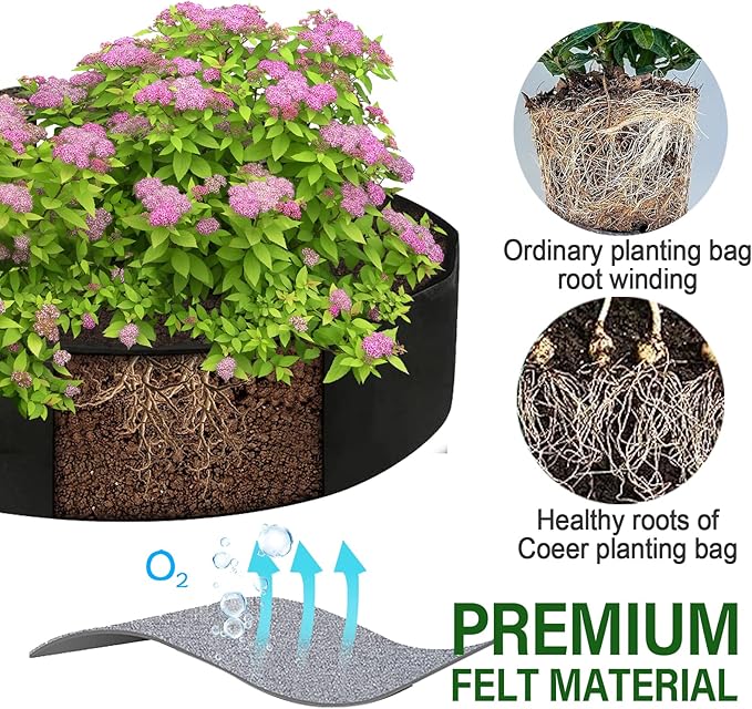 15 Gallon Plant Grow Bags, Round Fabric Raised Garden Beds Planter Pots with 2 Handles,Durable Breathe Cloth Planting Bed Gardening Container to Grow Vegetables for Outdoor Plants