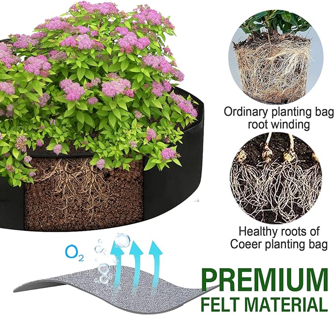 2-Pack 50 Gallon Plant Grow Bags, Large Fabric Raised Garden Bed with Handles,Durable Garden Beds Planters Aeration Gardening Container to Grow Vegetables for Outdoor Plants