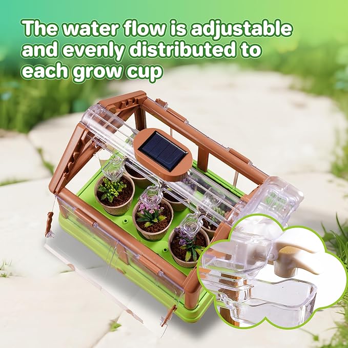Subtoy Kids Plant Growing Kit, Gardening Kit with Greenhouse, Indoor Gardening Set with Grow Solar Lights, Flower Grow Room with Science Irrigation kit, Plant Growing Kit for Childrens