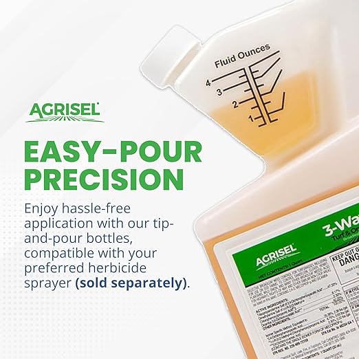 3 Way Max Weed Killer, Eliminate 50+ Weeds, Safe on Grass, Weed Spray, Pet Safe, Low Odor, Easy Mixing, Includes 3-Pack of Agrisel Protective Gloves, 32 Ounces