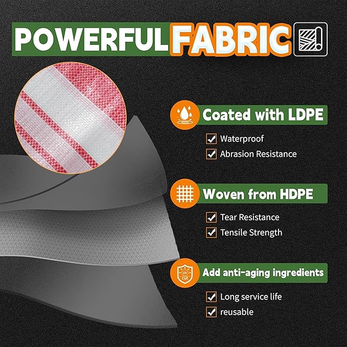 RAINDEWAY Tarps 4x10 Feet,12 Mil Sunshade Striped Tarp Waterproof,Multipurpose Poly Tarp Cover with Grommets and Reinforced Edges,Red/White Tarps