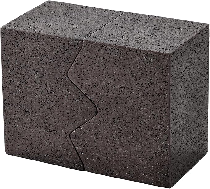 COSIEST Concrete Side Table, Set of 2 Rectangular Outdoor Side Tables, Decorative Garden Stools for Indoor Outdoor, Accent Table Patio Side Table End Table w Spotted, Brown