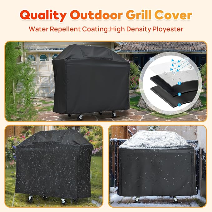 3-Burner Propane Gas BBQ Grill with Side Burner, Porcelain-Enameled Cast Iron Grates and Grills Cover, 40,500 BTU Stainless Steel Grill for Outdoor Camping Barbecue Grilling Backyard Cooking