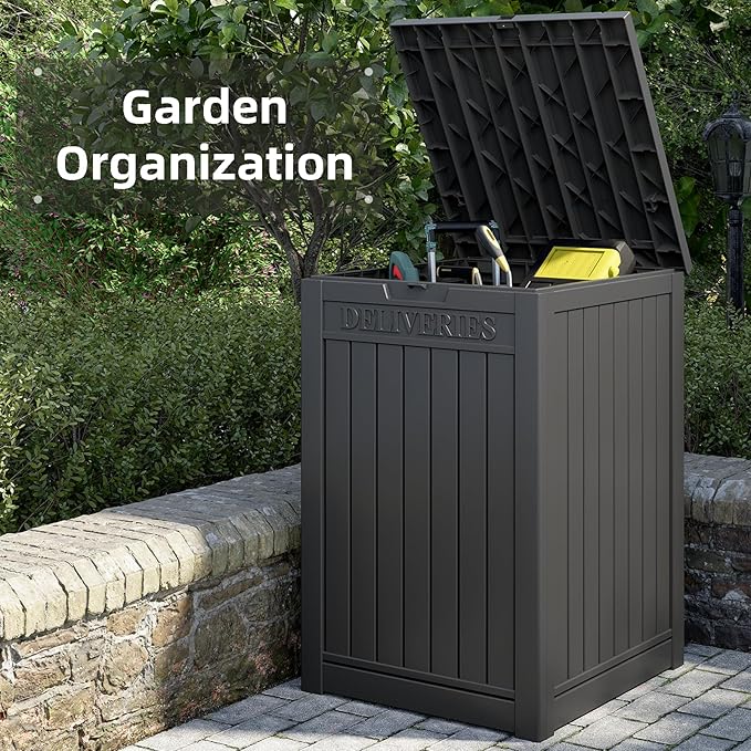 Package Delivery Box for Outside, 48 Gallon Storage with Lockable Secure, Large Resin Outdoor Package Drop Container