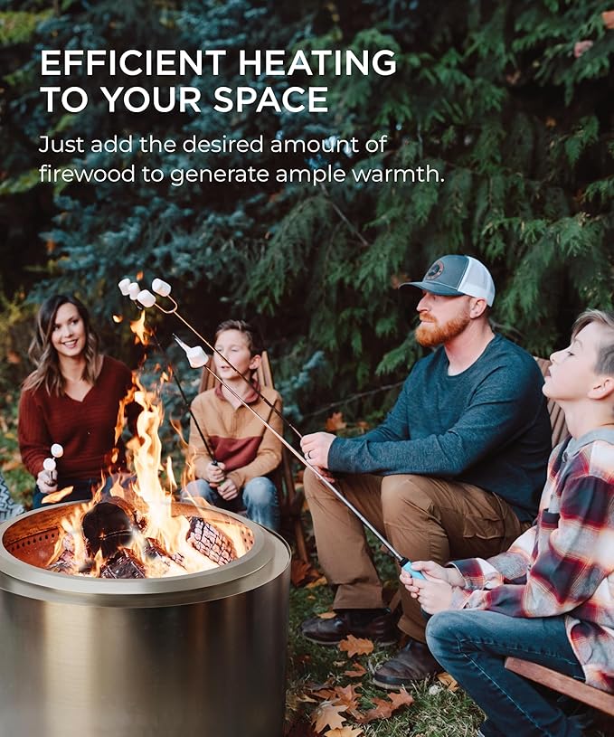 Smokeless Fire Pit, 19.7 inch Firepits for Outside with Removable Ash Pan, Portable Low Smoke Stainless Steel Outdoor Fire Pits, Lightweight Wood Burning Smokeless Firepit for Camping, Bonfire, Picnic