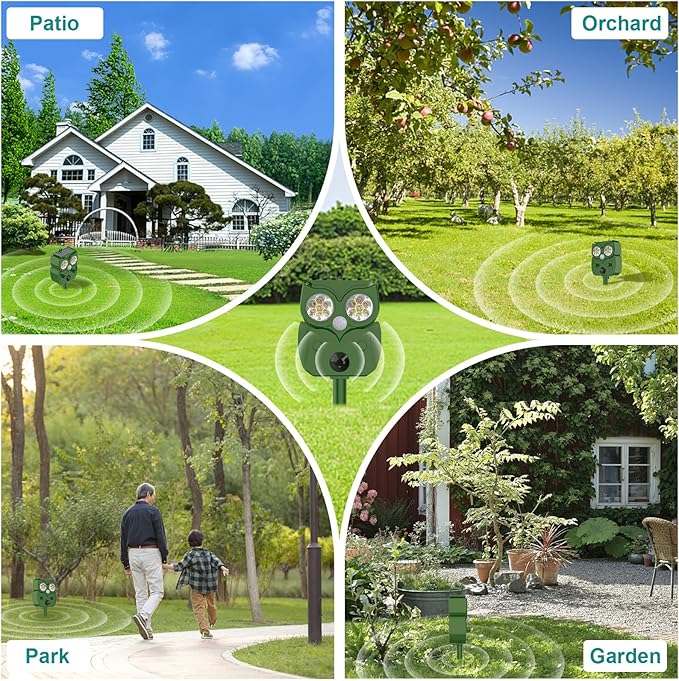Deer Repellent Devices Solar Ultrasonic Animal Repeller Outdoor Deer Deterrent Devices & Animal Deterrent Devices Ultrasonic Animal Repellent (2 Pack)